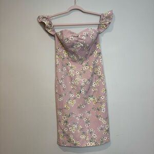 Express Off-Shoulder Floral Dress - pink